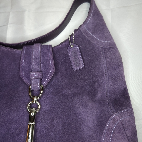 Coach Purple Suede Shoulder Bag - Picture 2 of 5